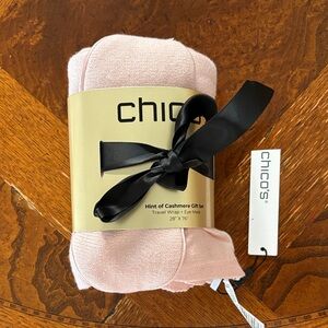 Chico's Soft Pink Travel Wrap & Eye Mask Set